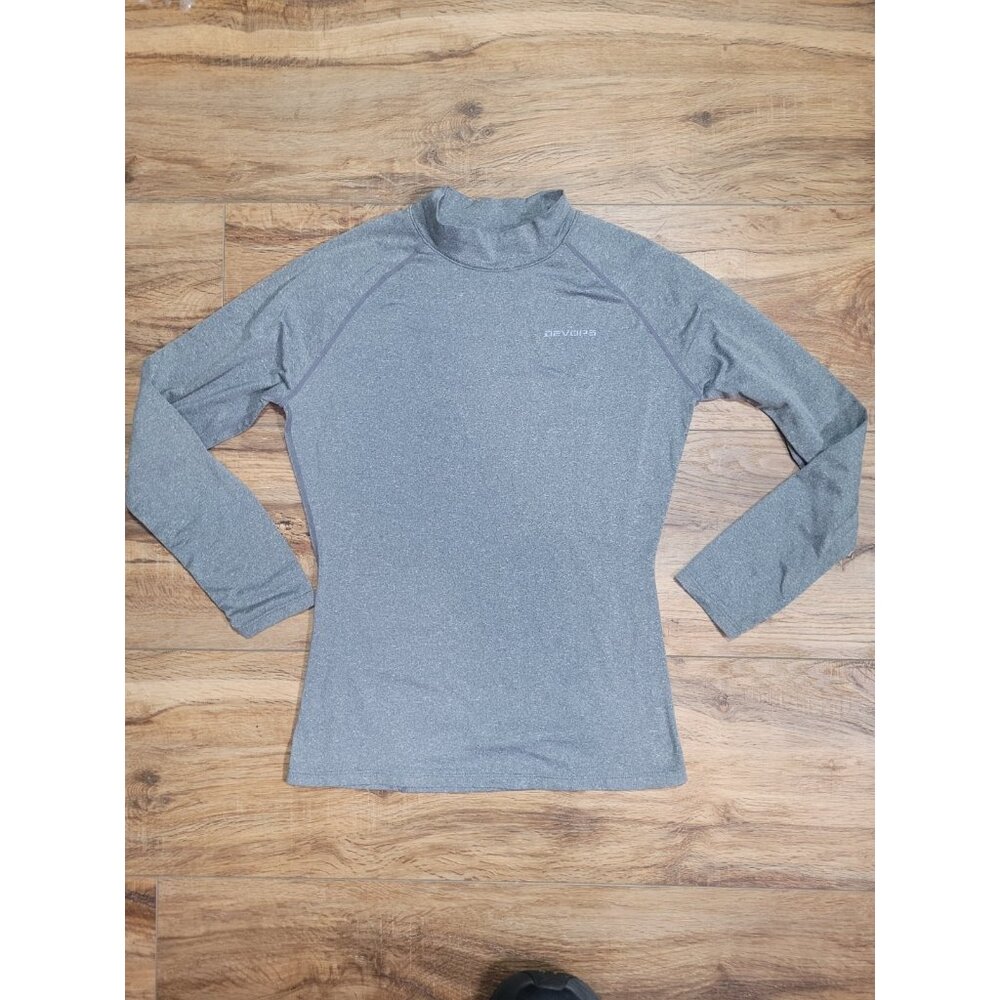 Devops Long Sleeve Gray Athletic Base Layer Shirt, Small Good Condition